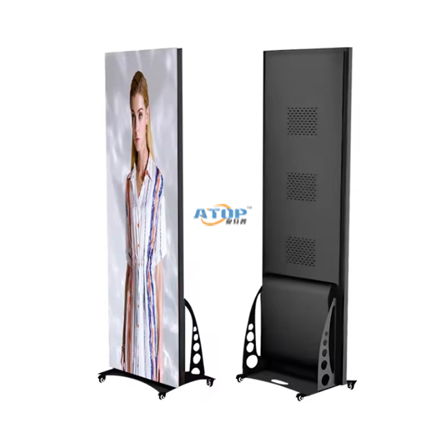 ATOP-PO Series Shopping Mall Easy Moving Indoor Advertising Floor Standing Led Display Screen Panel Digital Mirror Poster Screen